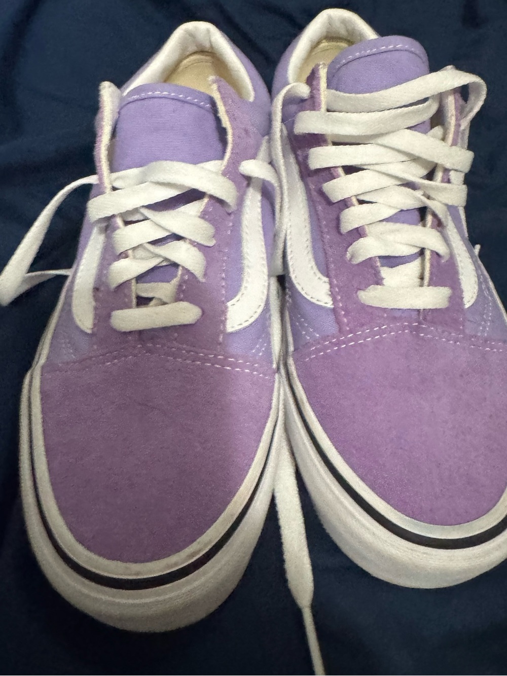 Vans Lavender Suede Low-Top Sneakers with White Accents - Women's Size 7